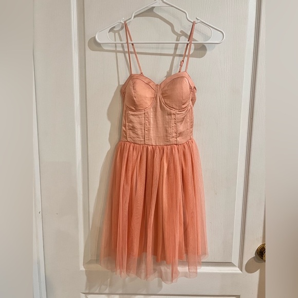 FINAL PRICE NWT Band of Gypsies Peach Tulle Dress - Picture 1 of 6